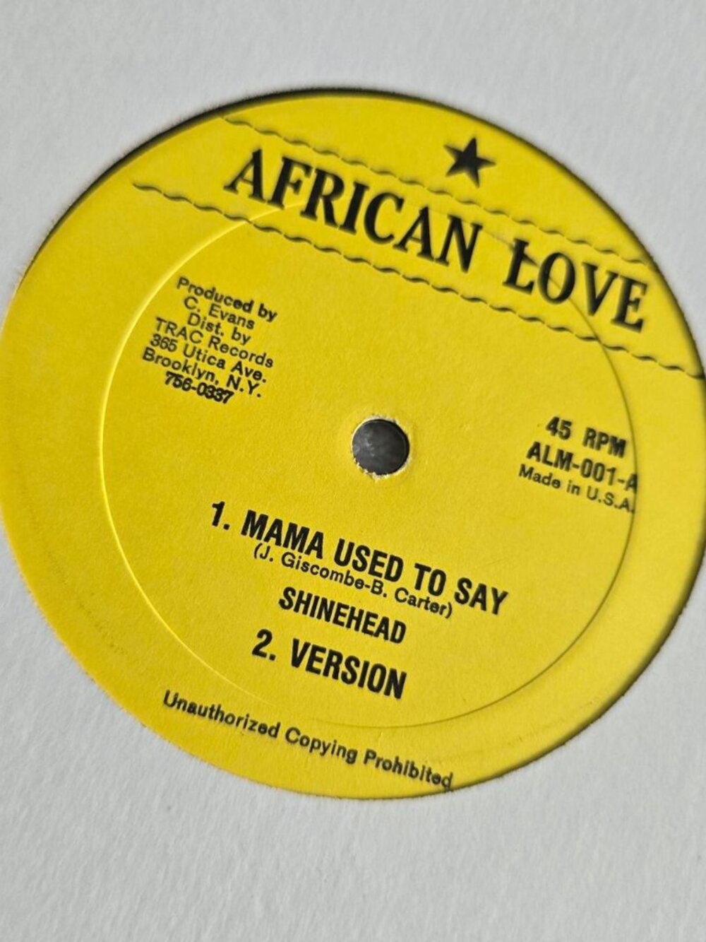 Mama Used To Say x Shinehead / Billy Jean x Michael Jackson Vinyl Record